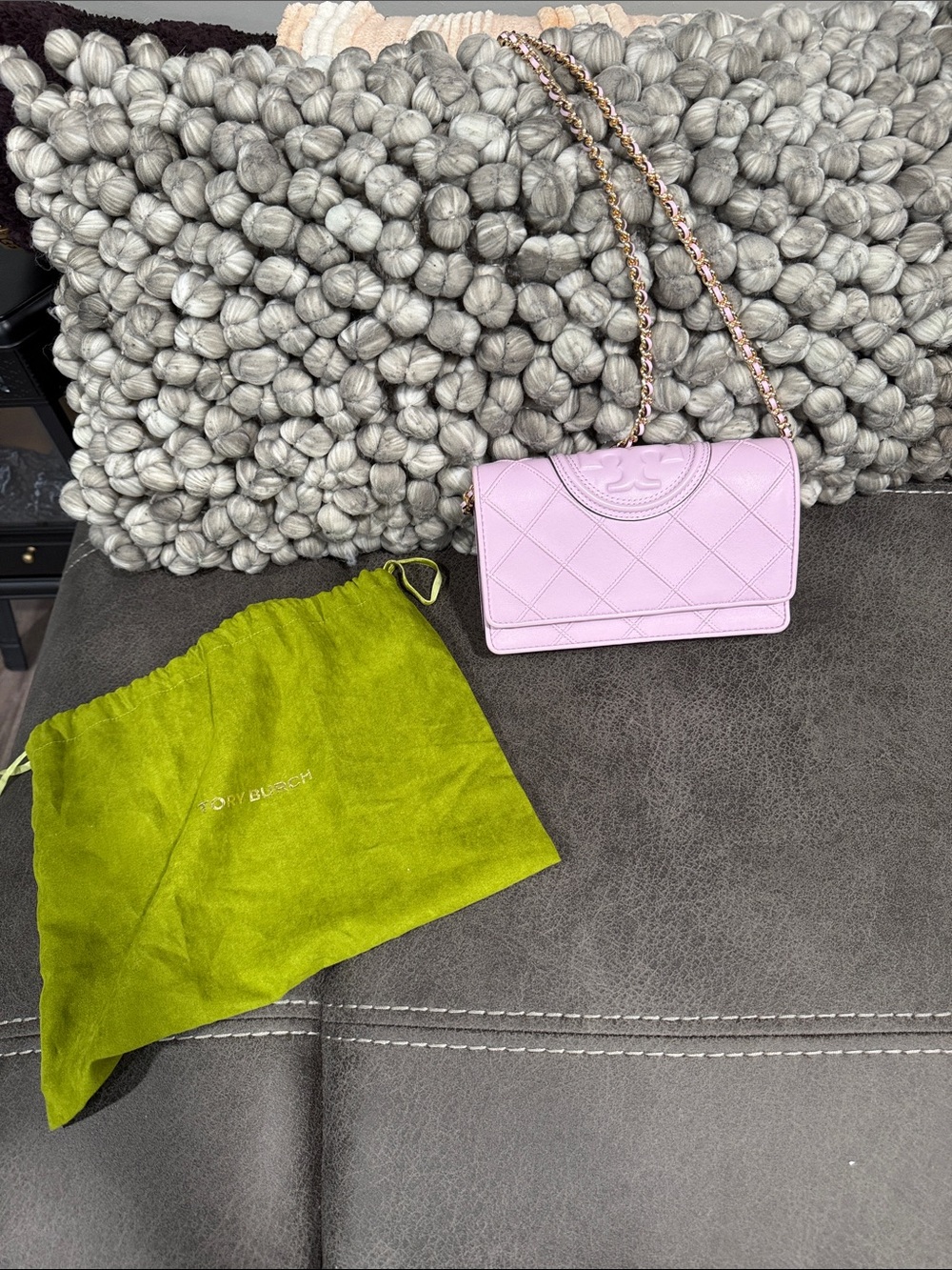 Tory Burch Fleming Shoulder Bag – Lilac Quilted Leather